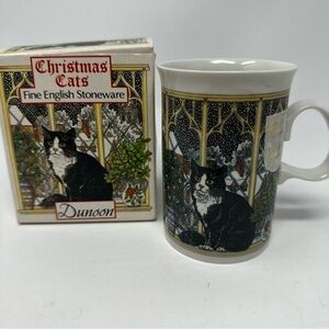 Christmas Cats Sue Scullard Tea Mug cup Dunoon Vintage Fine Stoneware England